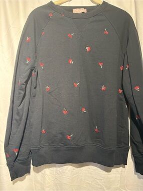 Brushed Black Cherry Embroidered Crewneck Sweatshirt Medium